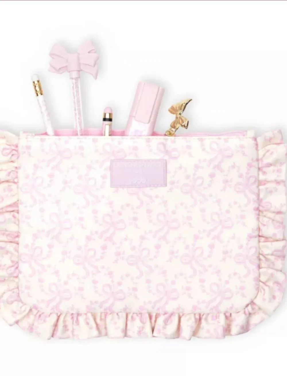 LoveShackFancy x Target - Yoobi Coquette Bow Flat Zip Pencil Case with Ruffles